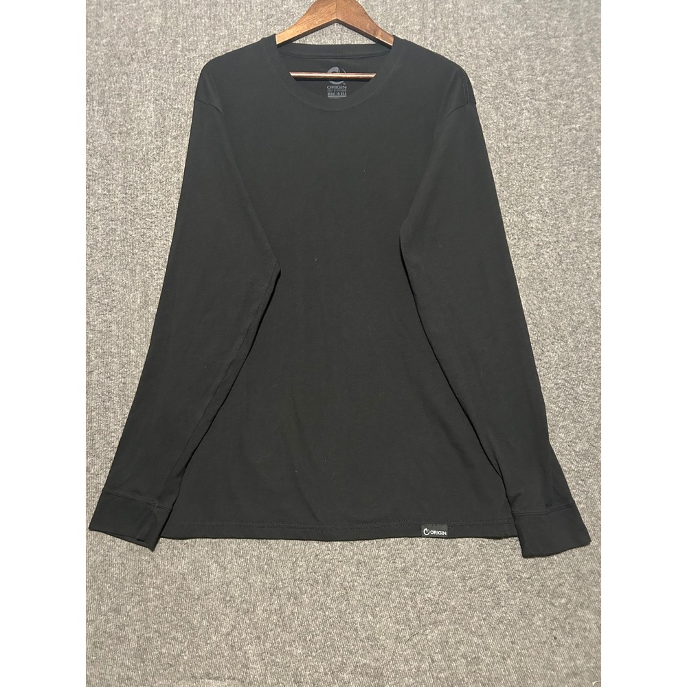 Origin core tee crewneck shirt long sleeve black mens Large made in usa